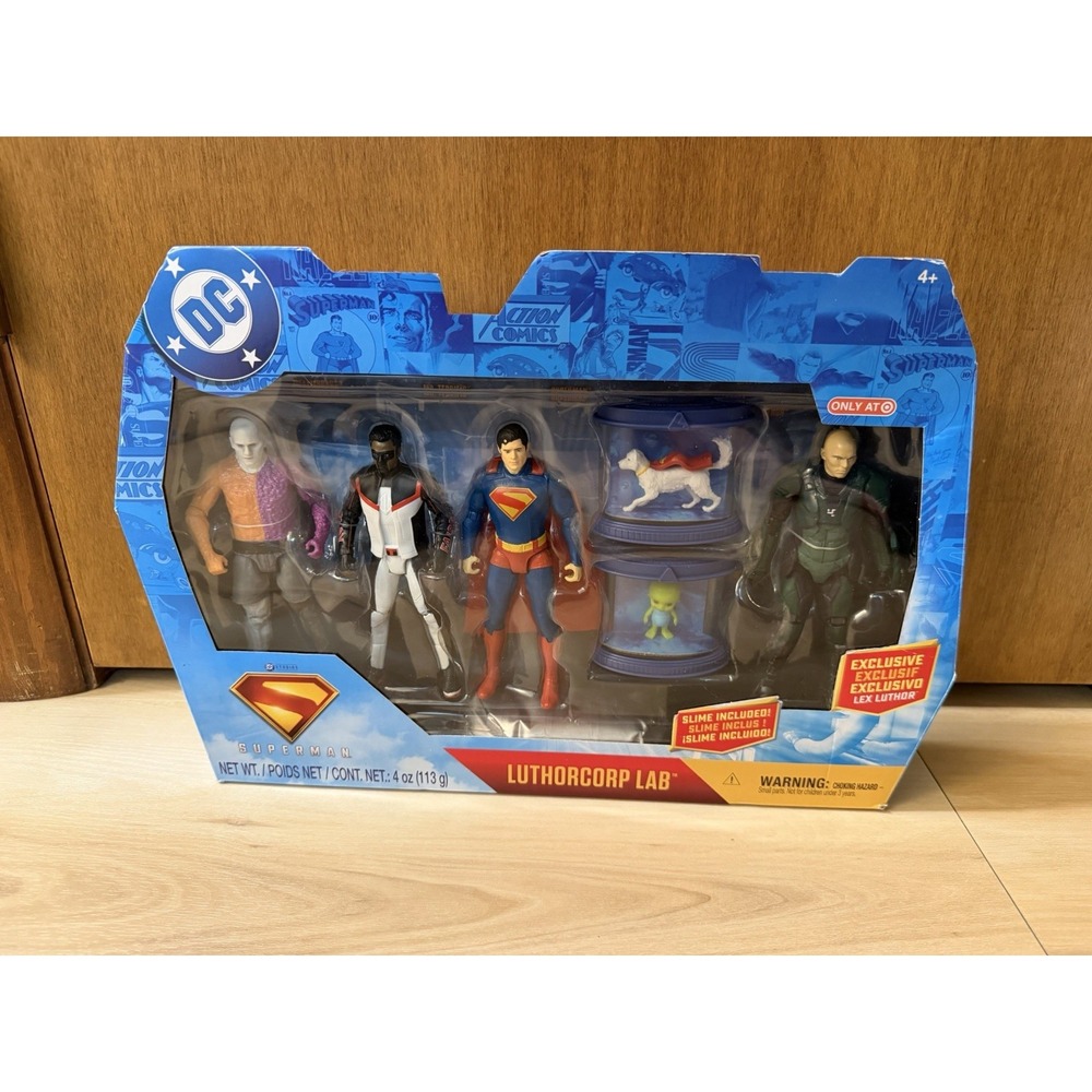 DC Comics Superman TRGX Action Figures Set 6"-4pk LuthorCorp Lab with Slime